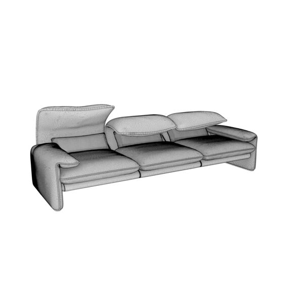 Cassina 675 Maralunga Sofa 3 Seats 3D model — clay shaded view