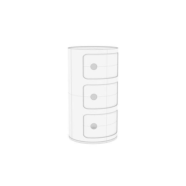Kartell Componibili 3Drawers 3D model — clay shaded view