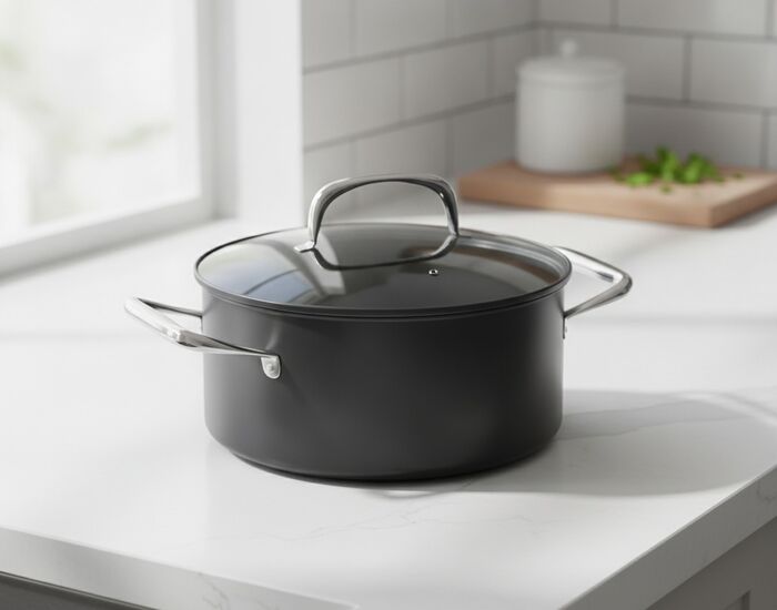 Black Metal Handle Pan 01 3D Model