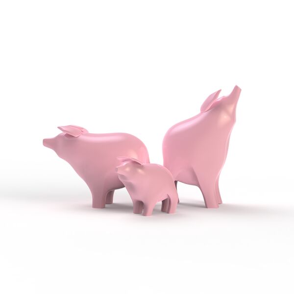 Figurines Ceramic Pigs 01 3D Model