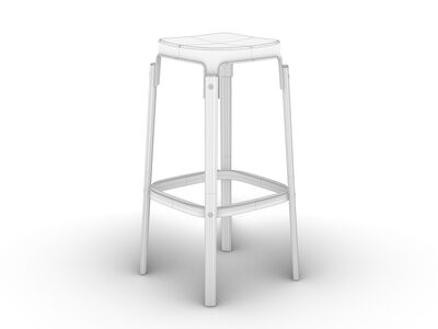 Magis Steelwood Stool Rhino3DMShaded