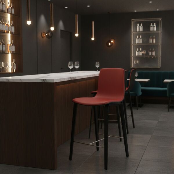 Wood-Leg Shell Counter Stool 01 3D Model