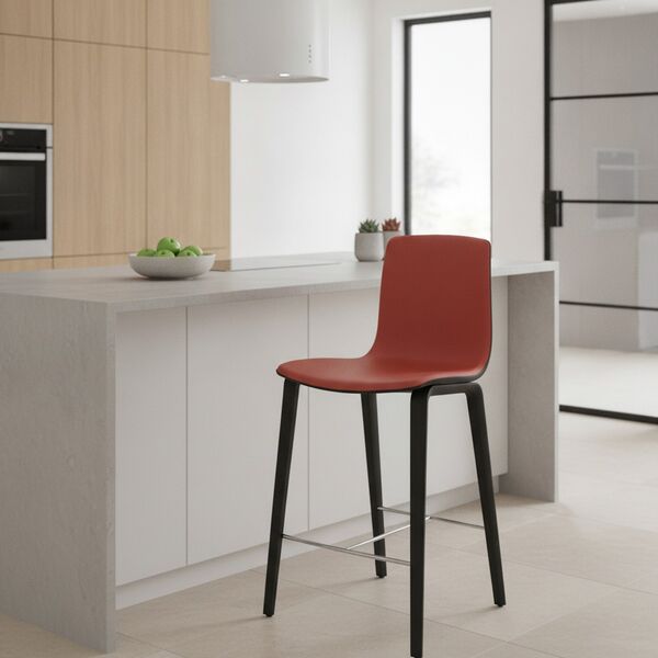Wood-Leg Shell Counter Stool 01 3D model in a kitchen interior scene
