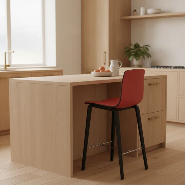 Wood-Leg Shell Counter Stool 01 3D model in a kitchen interior scene