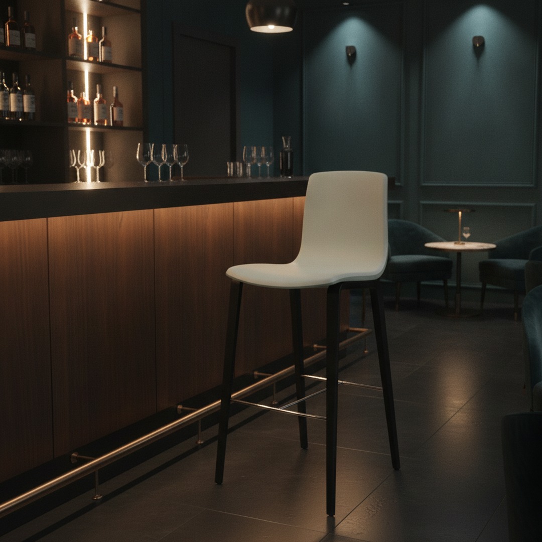Wood-Leg Shell Bar Stool 01 3D Model
