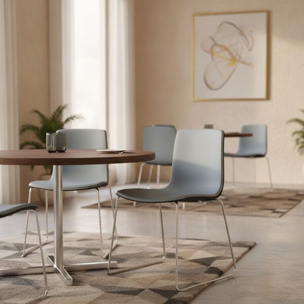 Sled-Base Shell Chair 01 3D model in a restaurant bar interior scene