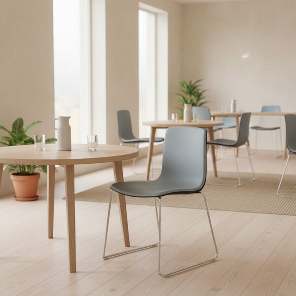Sled-Base Shell Chair 01 3D model in a restaurant bar interior scene