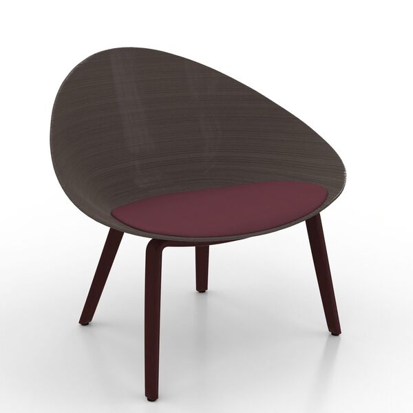 Cushioned Wood-Leg Shell Chair 02 3D model render view
