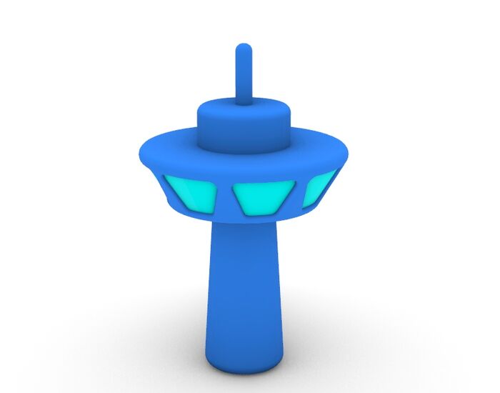 3D Cartoon Series Control Tower Icon 3D Model