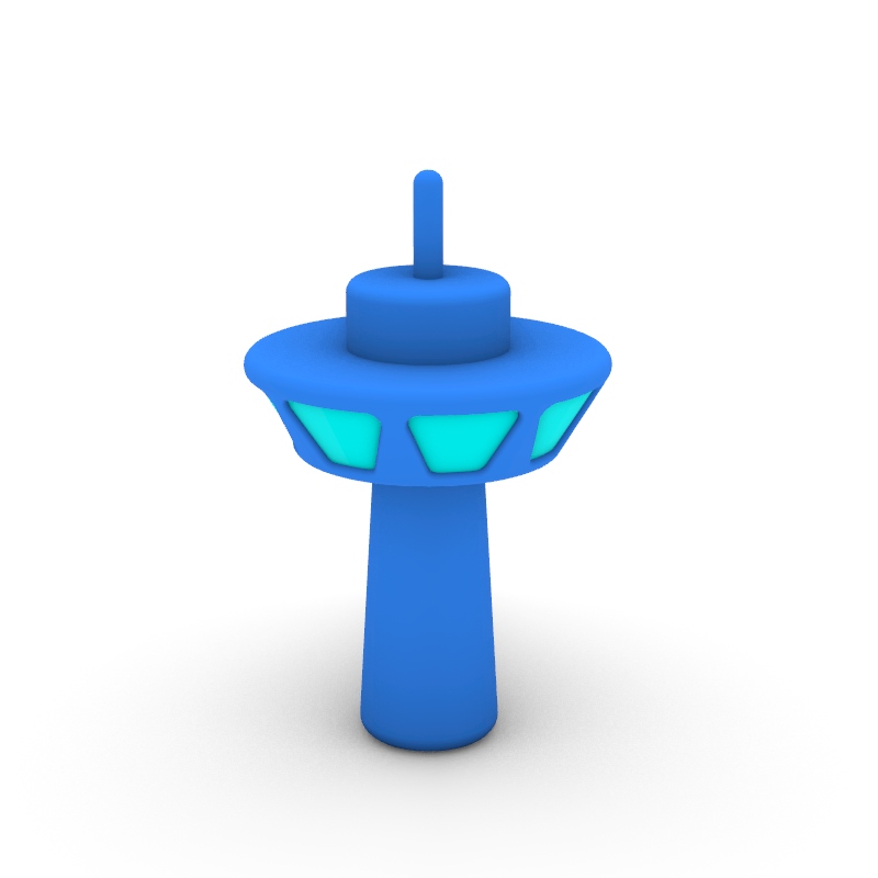 3D Cartoon Series Control Tower Icon 3D Model