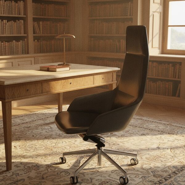 Executive Synchro Task Chair 01 3D model in a library interior scene
