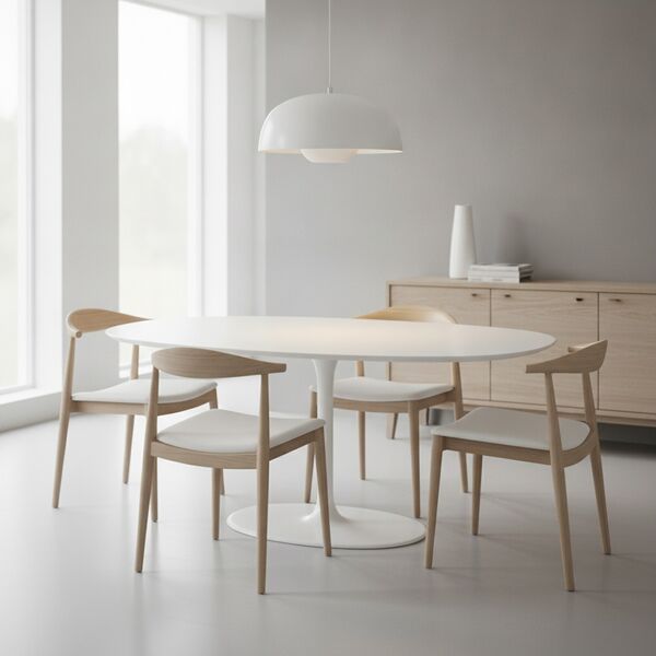 Oval Dining Table 01 3D model in a dining room contemporary interior scene