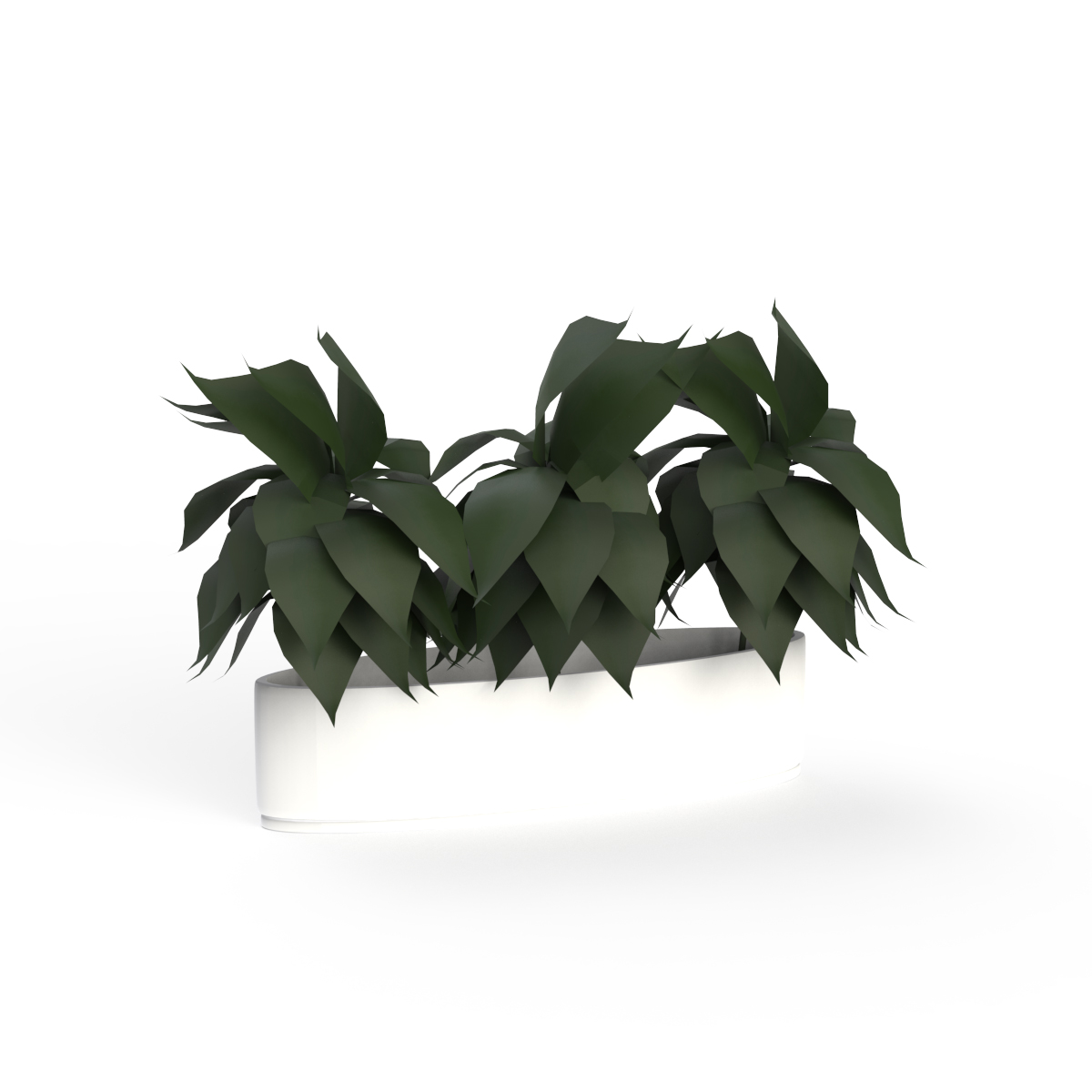 Ceramic White And Plant Pot 07 3D Model