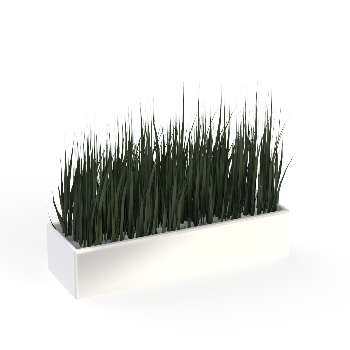 Ceramic White Rectangular And Plant Pot 16 3D Model