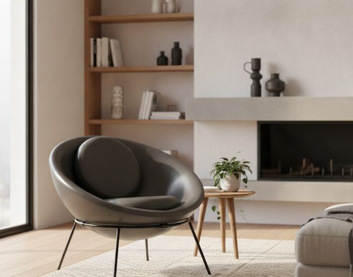 Leather Round Lounge Chair 01 3D Model