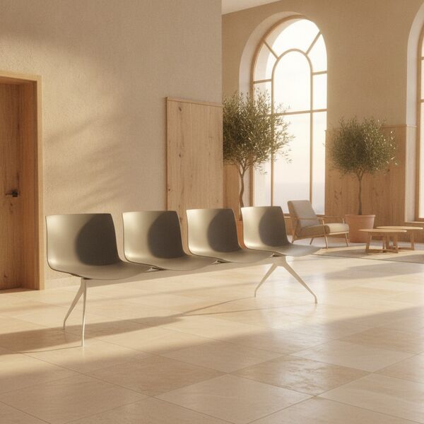 4-Seat Beam Bench 01 3D model in a college and university interior scene