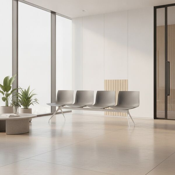 4-Seat Beam Bench 01 3D model in a workplace interior scene