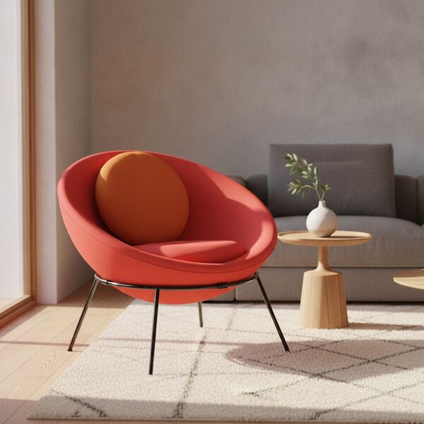 Fabric Round Lounge Chair 01 3D model in a living room interior scene