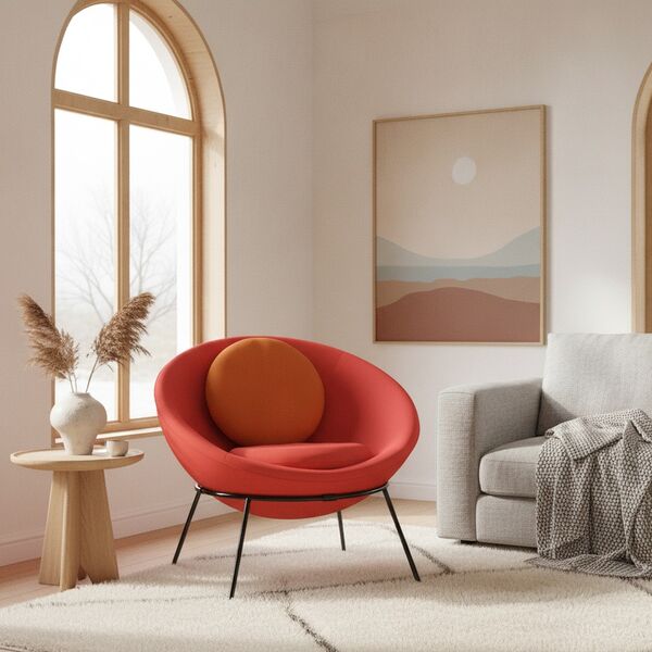 Fabric Round Lounge Chair 01 3D model in a living room interior scene