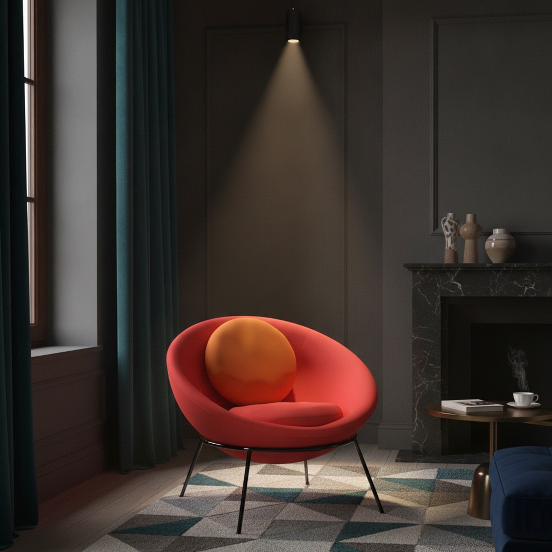 Fabric Round Lounge Chair 01 3D Model