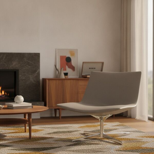 Fabric 4-Star Lounge Chair 01 3D model in a living room interior scene