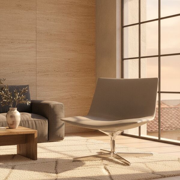 Fabric 4-Star Lounge Chair 01 3D model in a living room interior scene