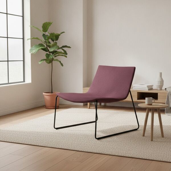 Leather Sled-Base Lounge Chair 01 3D model in a living room interior scene