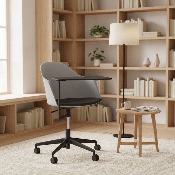 5-Star Shell Armchair 02 3D model in a library interior scene
