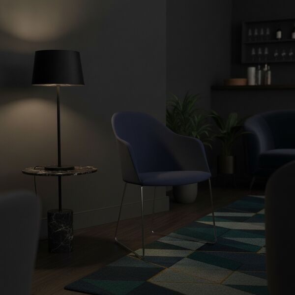 Sled-Base Shell Armchair 01 3D model in a restaurant bar interior scene