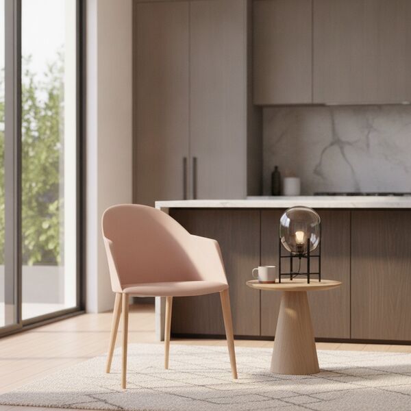 Wood-Leg Shell Armchair 01 3D model in a kitchen interior scene