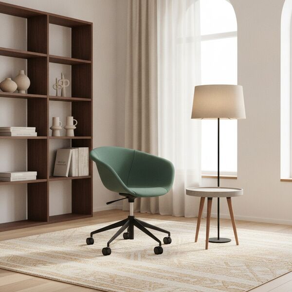 Padded 5-Star Shell Armchair 03 3D model in a shop interior scene