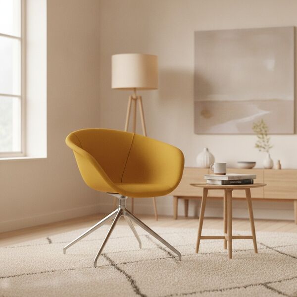 Swivel-Trestle Shell Armchair 03 3D model in a living room interior scene