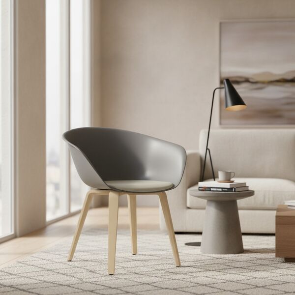 Wood-Leg Shell Armchair 03 3D Model