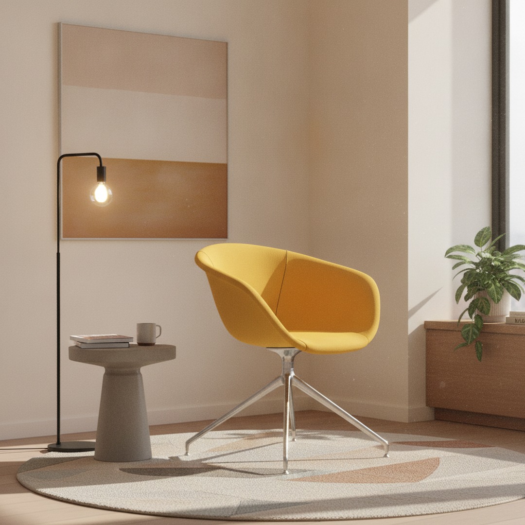 Swivel-Trestle Shell Armchair 03 3D Model