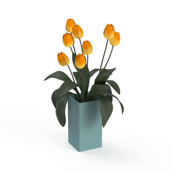 Squared And Flowers Pot 18 3D Model