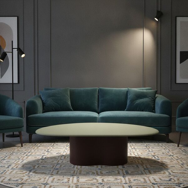 Pedestal Low Table 01 3D model in a living room interior scene