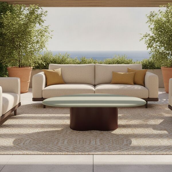 Pedestal Low Table 01 3D model in a outdoor interior scene