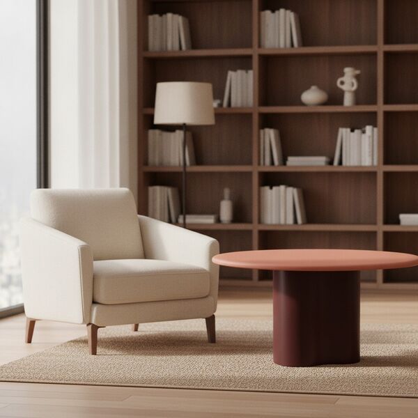 Pedestal Table 01 3D model in a library interior scene