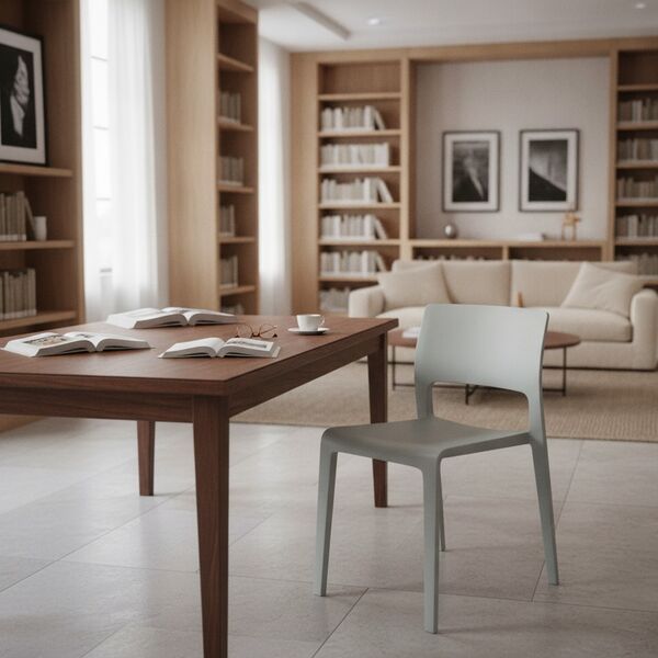 Shell Chair 04 3D model in a library interior scene