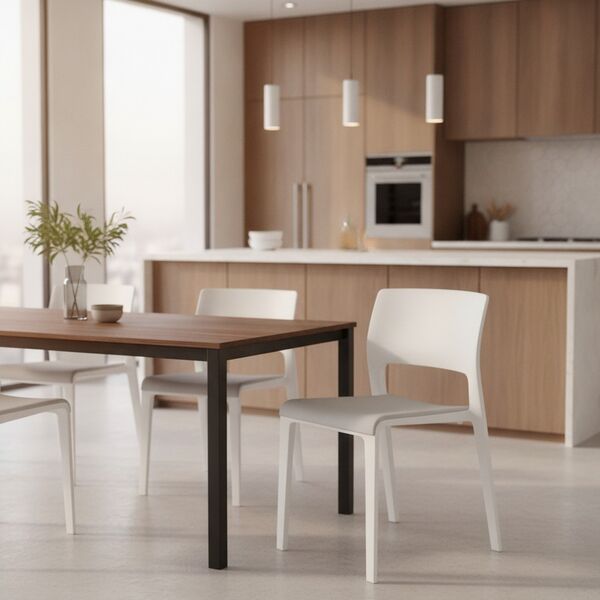Padded-Seat Shell Chair 04 3D model in a kitchen interior scene