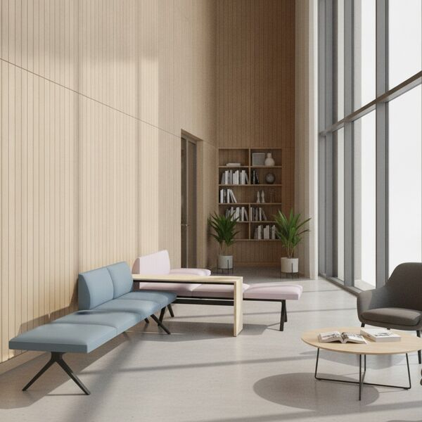 Modular Bench 01 Composition B 3D model in a college and university interior scene