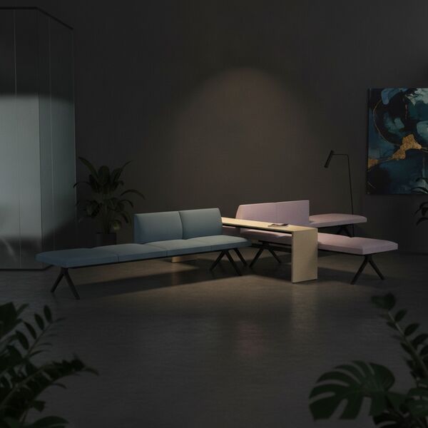 Modular Bench 01 Composition B 3D model in a workplace interior scene