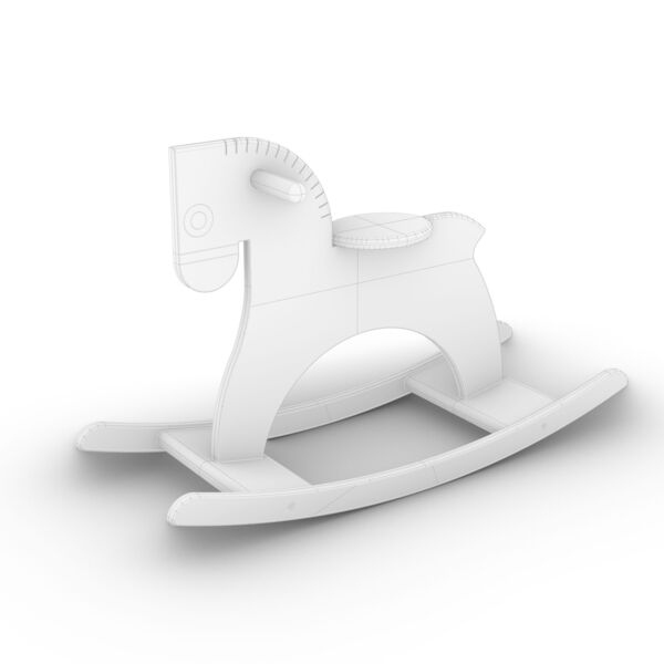 Horse Rocking 01 3D Model - shaded view, clean NURBS geometry for Rhino