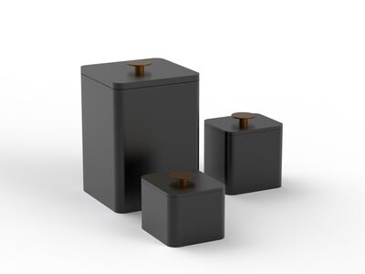 Squared Black Set Pots 01 3D Model