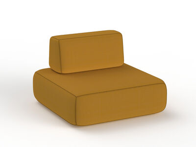 Armchair Fabric Orange Pouf 03 3D Model