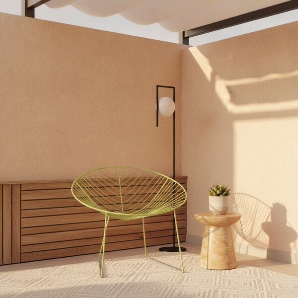 Sled-Base Wire Armchair 01 3D model in a outdoor interior scene