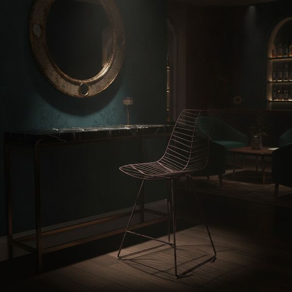 Wire Stool 01 3D model in a restaurant bar interior scene