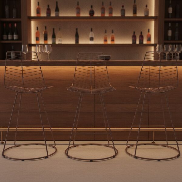 Wire Stool 01 3D model in a restaurant bar counter contemporary interior scene