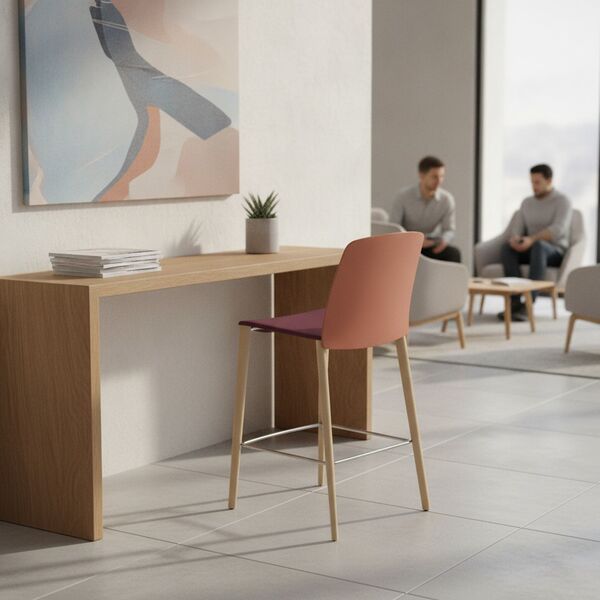 Wood-Leg Shell Stool 01 3D model in a college and university interior scene