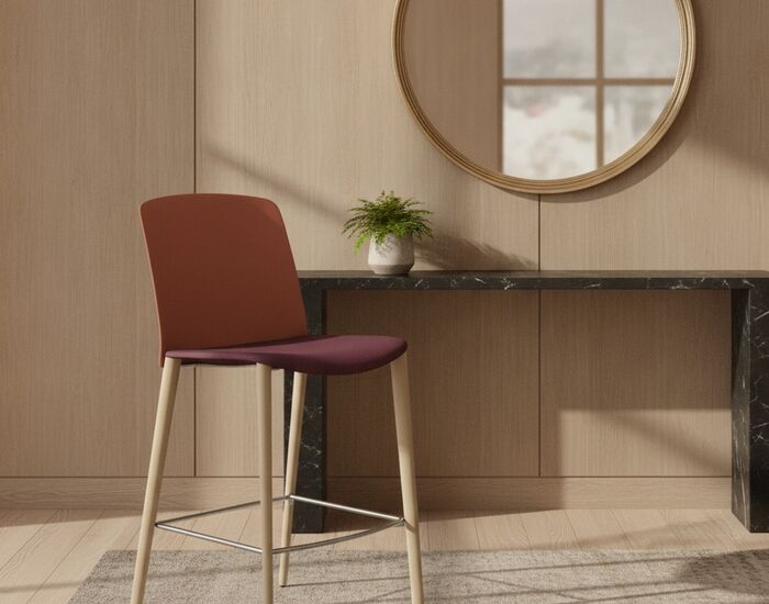 Wood-Leg Shell Stool 01 3D Model